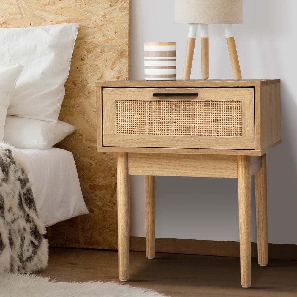Artiss Bedside Tables Side Table Rattan Drawers Nightstand – FURNILAND