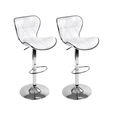 Artiss Set of 2 PU Leather Patterned Bar Stools - White and Chrome_30570