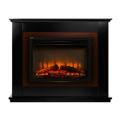 Devanti 2000W Electric Fireplace Mantle Portable Fire Log Wood Heater 3D Flame Effect Black_34250
