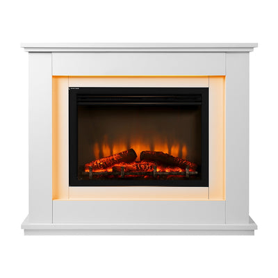 Devanti 2000W Electric Fireplace Mantle Portable Fire Log Wood Heater 3D Flame Effect White_34252