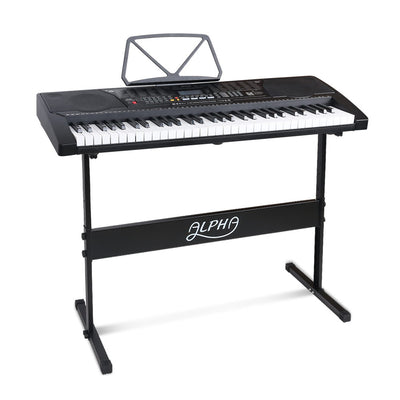 Alpha 61 Key Lighted Electronic Piano Keyboard LCD Electric w/ Holder Music Stand_12454