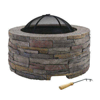 Grillz Fire Pit Outdoor Table Charcoal Fireplace Garden Firepit Heater_37181
