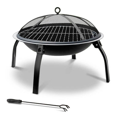 Fire Pit BBQ Charcoal Smoker Portable Outdoor Camping Pits Patio Fireplace 22"_10160