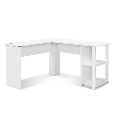 Artiss Office Computer Desk Corner Student Study Table Workstation L-Shape Shelf White_35801