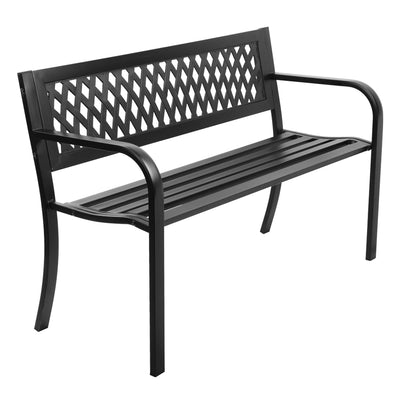 Gardeon Steel Modern Garden Bench - Black_33443