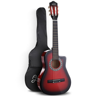 Alpha 34" Inch Guitar Classical Acoustic Cutaway Wooden Ideal Kids Gift Children 1/2 Size Red_15789