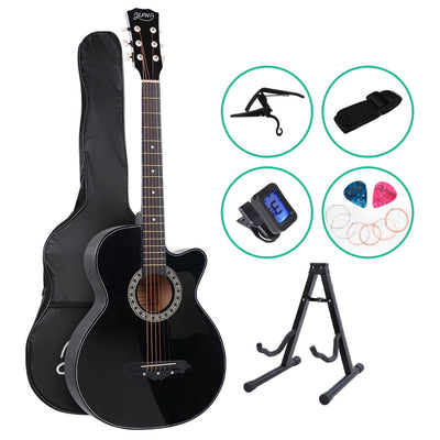 ALPHA 38 Inch Wooden Acoustic Guitar with Accessories set Black_14191