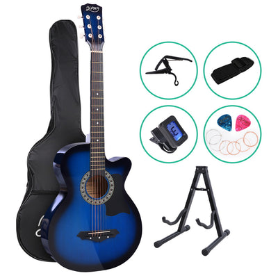 ALPHA 38 Inch Wooden Acoustic Guitar with Accessories set Blue_14193
