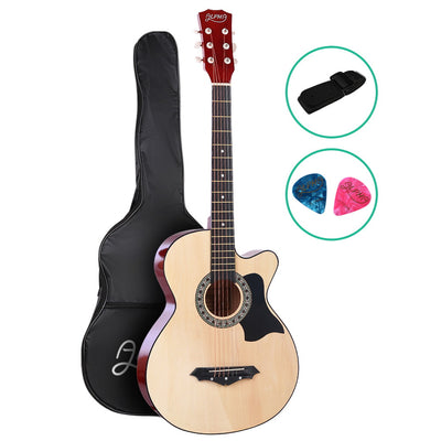 ALPHA 38 Inch Wooden Acoustic Guitar Natural Wood_14181