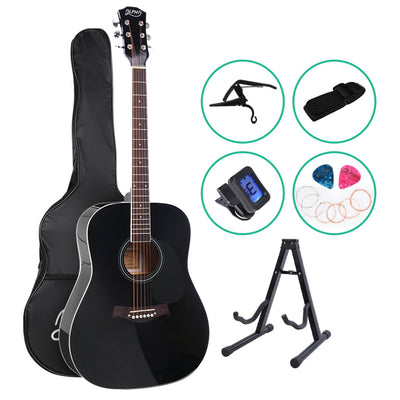ALPHA 41 Inch Wooden Acoustic Guitar with Accessories set Black_34195