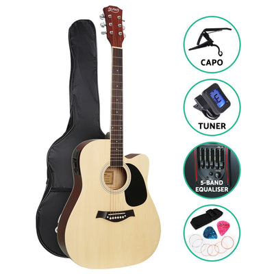Alpha 41" Inch Electric Acoustic Guitar Wooden Classical with Pickup Capo Tuner Bass Natural_34882