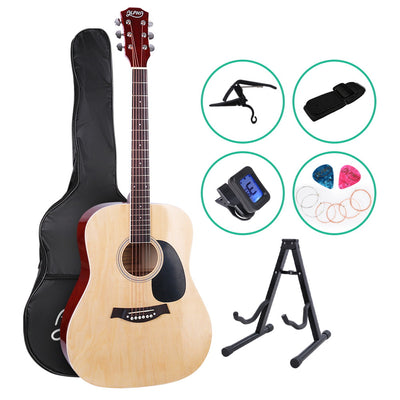 ALPHA 41 Inch Wooden Acoustic Guitar with Accessories set Natural Wood_34196