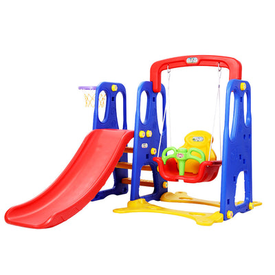 Keezi Kids 3-in-1 Slide Swing with Basketball Hoop Toddler Outdoor Indoor Play_34071