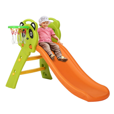 Keezi Kids Slide Basketball Hoop Activity Center Outdoor Toddler Play Set Orange_36465