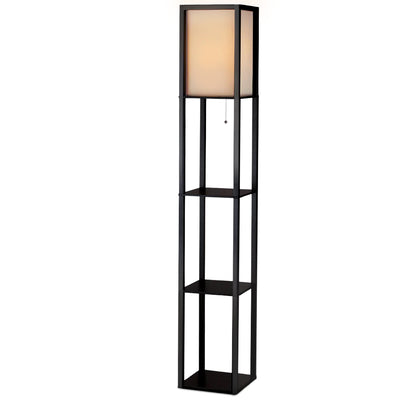 Artiss Led Floor Lamp Shelf Vintage Wood Standing Light Reading Storage Bedroom_14422