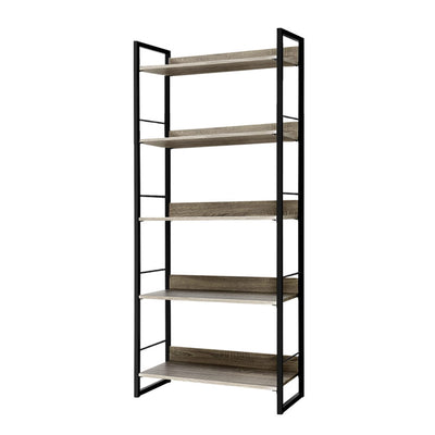 Artiss Bookshelf Wooden Display Shelves Bookcase Shelf Storage Metal Wall Black_35751