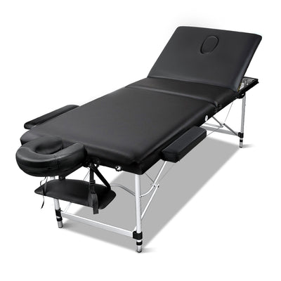 Zenses 3 Fold Portable Aluminium Massage Table - Black_30104