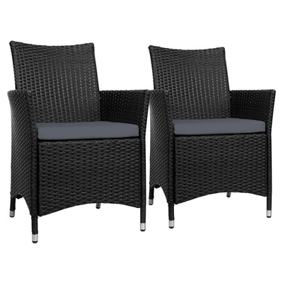 Set of 2 Outdoor Bistro Set Chairs Patio Furniture Dining Wicker Garden Cushion Gardeon_35265