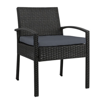 Gardeon Outdoor Furniture Bistro Wicker Chair Black_13046