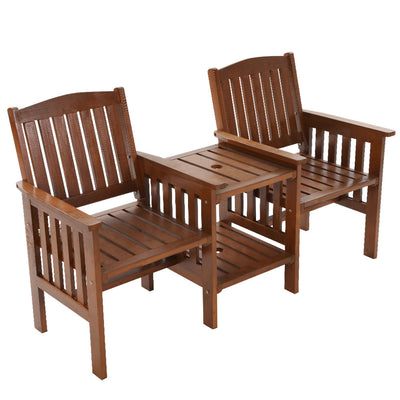 Gardeon Garden Bench Chair Table Loveseat Wooden Outdoor Furniture Patio Park Brown_34151