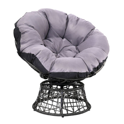 Gardeon Outdoor Papasan Chairs Lounge Setting Patio Furniture Wicker Black_32959