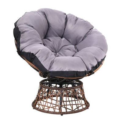 Gardeon Outdoor Papasan Chairs Lounge Setting Patio Furniture Wicker Brown_32961