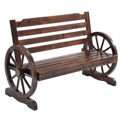 Gardeon Wooden Wagon Wheel Bench - Brown_32026