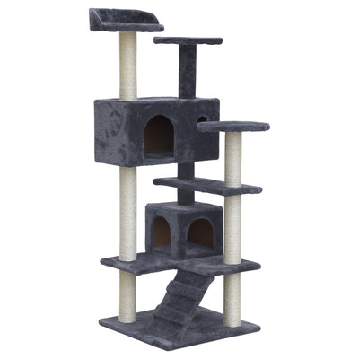i.Pet Cat Tree 134cm Trees Scratching Post Scratcher Tower Condo House Furniture Wood Grey_30329
