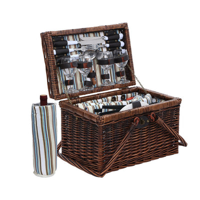 Alfresco 4 Person Picnic Basket Set Deluxe Folding Outdoor Insulated Liquor bag_14935