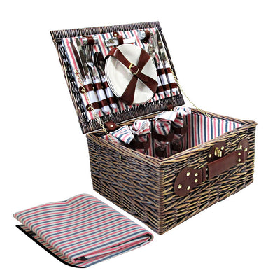 Alfresco 4 Person Picnic Basket Baskets Deluxe Outdoor Corporate Gift Blanket_10238