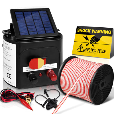 Giantz 3km Solar Electric Fence Energiser Charger with 400M Tape and 25pcs Insulators_14055