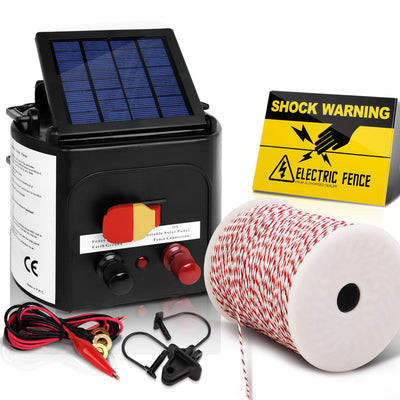 Giantz 5km Solar Electric Fence Energiser Charger with 500M Tape and 25pcs Insulators_14059