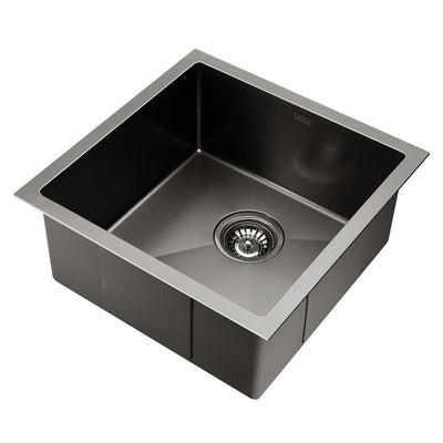 Cefito 44cm x 44cm Stainless Steel Kitchen Sink Under/Top/Flush Mount Black_11107