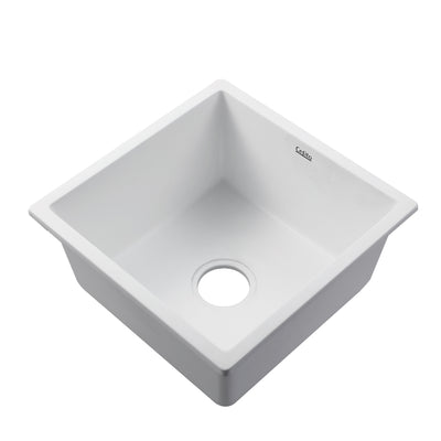 Cefito Stone Kitchen Sink 450X450MM Granite Under/Topmount Basin Bowl Laundry White_15870