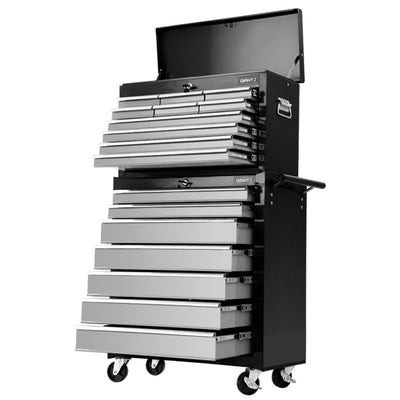 Giantz 17 Drawers Tool Box Trolley Chest Cabinet Cart Garage Mechanic Toolbox Black and Grey_35565