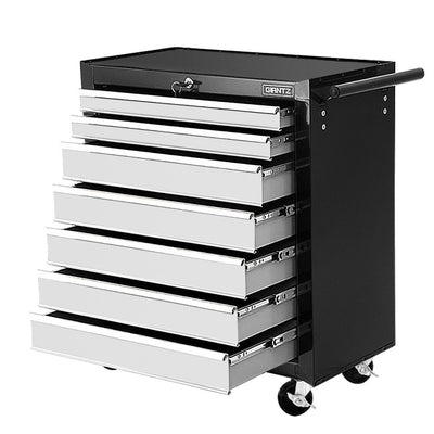 Giantz Tool Chest and Trolley Box Cabinet 7 Drawers Cart Garage Storage Black and Silver_35031