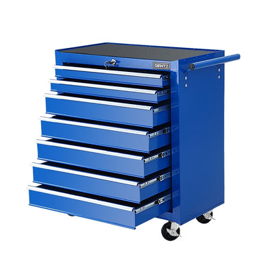 Giantz Tool Chest and Trolley Box Cabinet 7 Drawers Cart Garage Storage Blue_34480