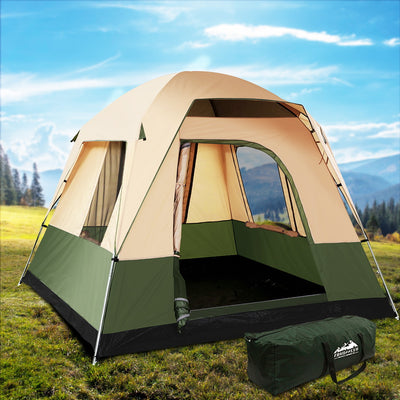 Weisshorn Family Camping Tent 4 Person Hiking Beach Tents Canvas Ripstop Green_15994