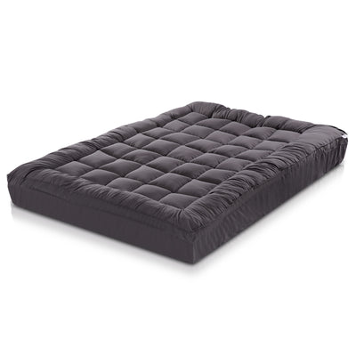 Giselle Double Mattress Topper Pillowtop 1000GSM Charcoal Microfibre Bamboo Fibre Filling Protector_13752