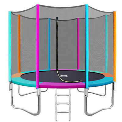 10FT Trampoline Round Trampolines Kids Safety Net Enclosure Pad Outdoor Gift Multi-coloured_35977
