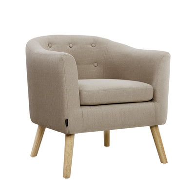 Artiss ADORA Armchair Tub Chair Single Accent Armchairs Sofa Lounge Fabric Beige_35784