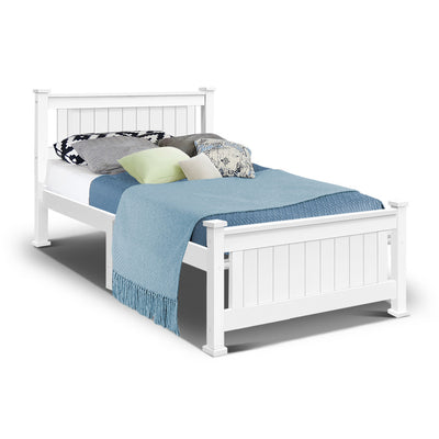 Single Size Wooden Bed Frame - White_32920