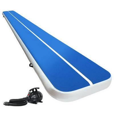 Everfit 6X1M Inflatable Air Track Mat 20CM Thick with Pump Tumbling Gymnastics Blue_33888