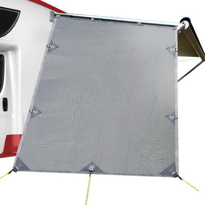 Grey Caravan Privacy Screen 1.95 x 2.2M End Wall Side Sun Shade Roll Out Awning_15955