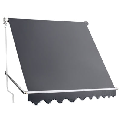 Instahut 2.4m x 2.1m Retractable Fixed Pivot Arm Awning - Grey_32499