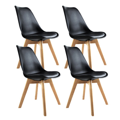 Artiss Set of 4 Padded Dining Chair - Black_30245