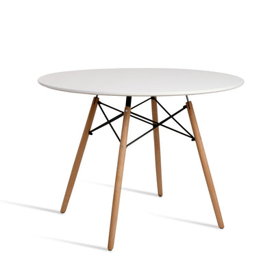 Artiss Dining Table 4 Seater Round Replica DSW Eiffel Kitchen Timber White_32049