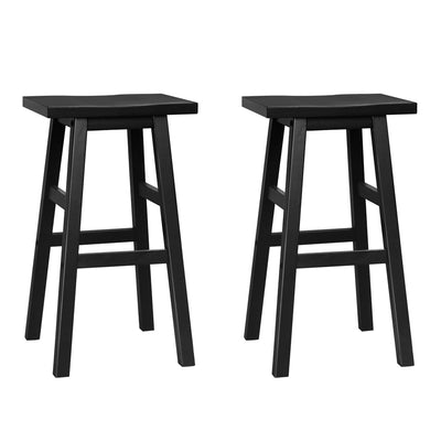 Artiss Set of 2 Beech Wood Bar Stools - Black_11965