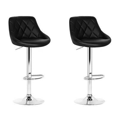 Artiss Set of 2 Bar Stools PU Leather Diamond Style - Black_34134