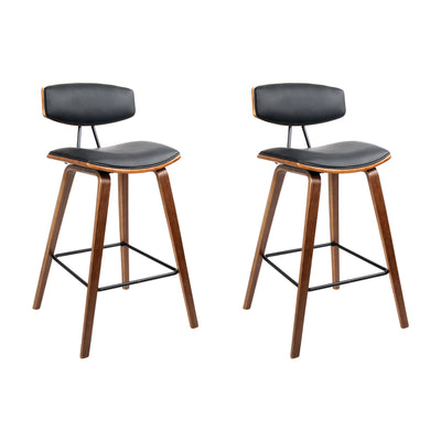 Artiss Set of 2 PU Leather Circular Footrest Bar Stools - Black_31123